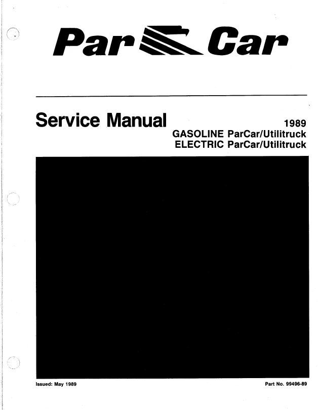 Manual, Service, Columbia ParCar 1989 Gas or Electric 9949689